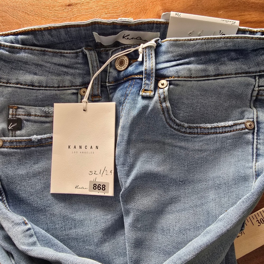 KanCan Mid Rise Super Skinny Jeans Womens 1/24 Light Blue Casual Distressed - Picture 7 of 7
